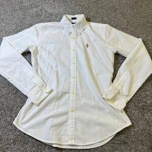 Ralph Lauren Women’s White Button-Down Shirt with Polo Logo